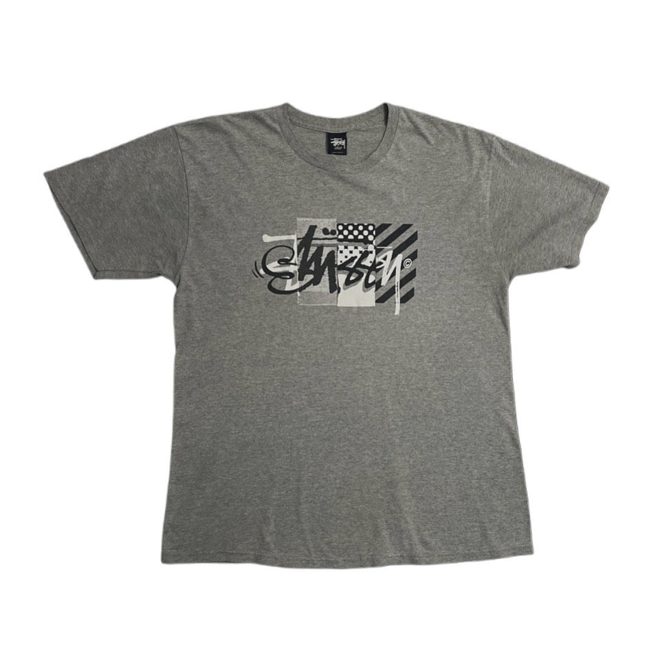 STUSSY - T-shirt gris logo simple